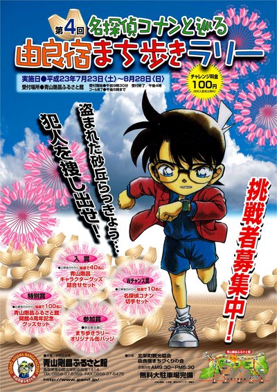 平成27年 第8回 名探偵コナン と巡る由良宿まち歩きラリー 缶バッジ 参加賞直径約38cm